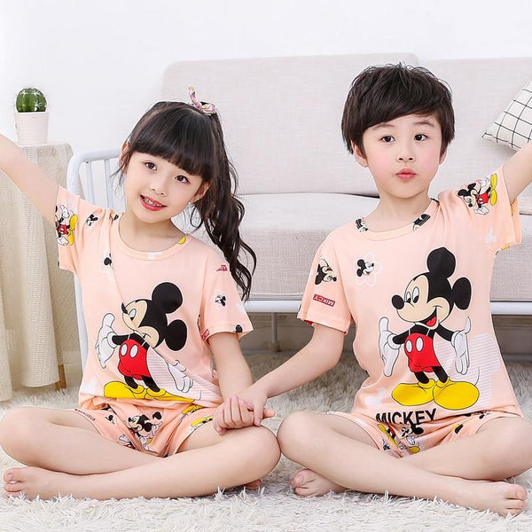 2019 Summer Pajamas Set Cartoon Kids Baby Homewear Suit Cute Casual Girls Sleepping Wear Short Sleeve Boys Pijama Set