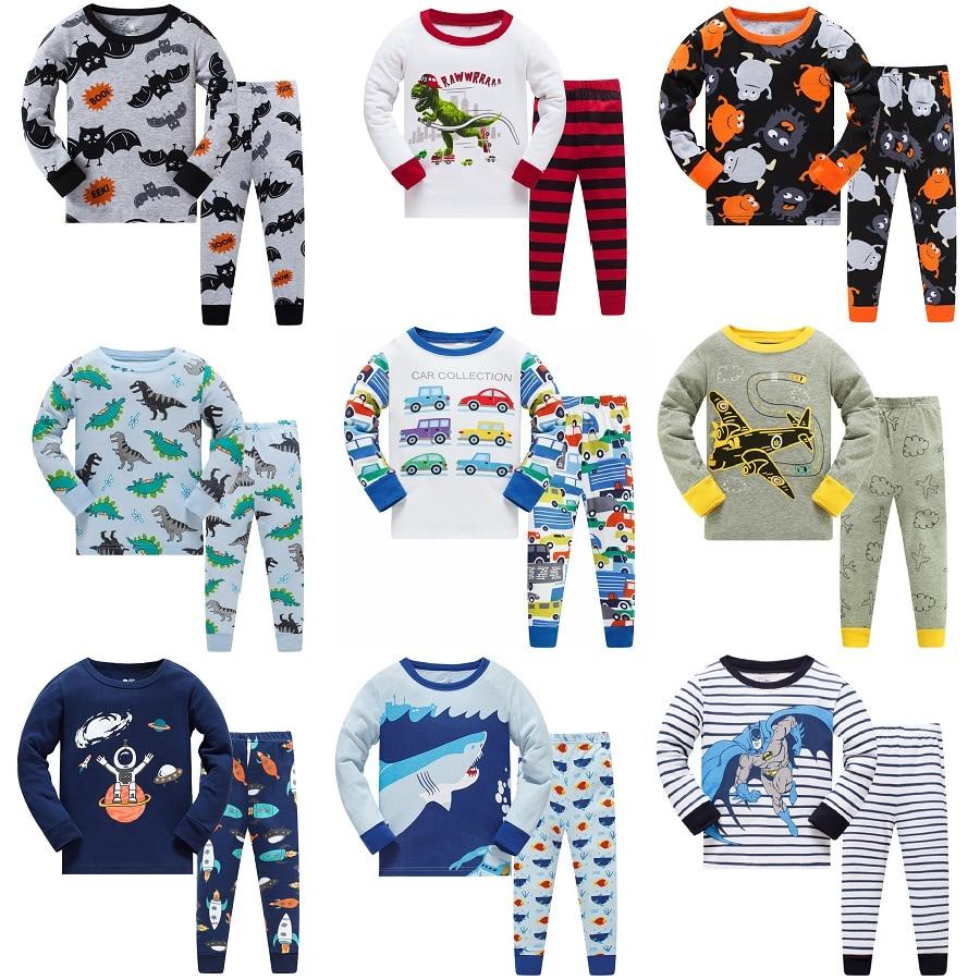 2019 New Cartoon Design Round Neck Boys Cotton Pajamas Set For Child kids long sleeve pyjamas Boys Pyjamas 3~8 Year