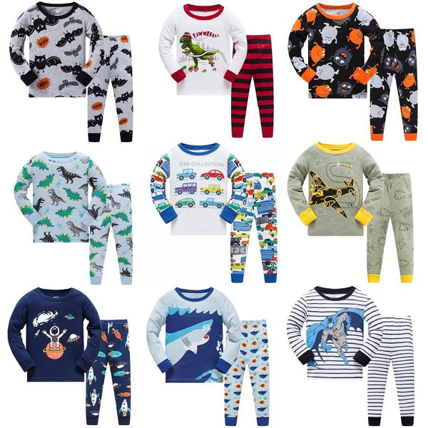 2019 New Cartoon Design Round Neck Boys Cotton Pajamas Set For Child kids long sleeve pyjamas Boys Pyjamas 3~8 Year