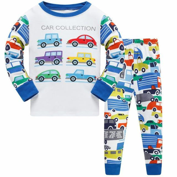 2019 New Cartoon Design Round Neck Boys Cotton Pajamas Set For Child kids long sleeve pyjamas Boys Pyjamas 3~8 Year