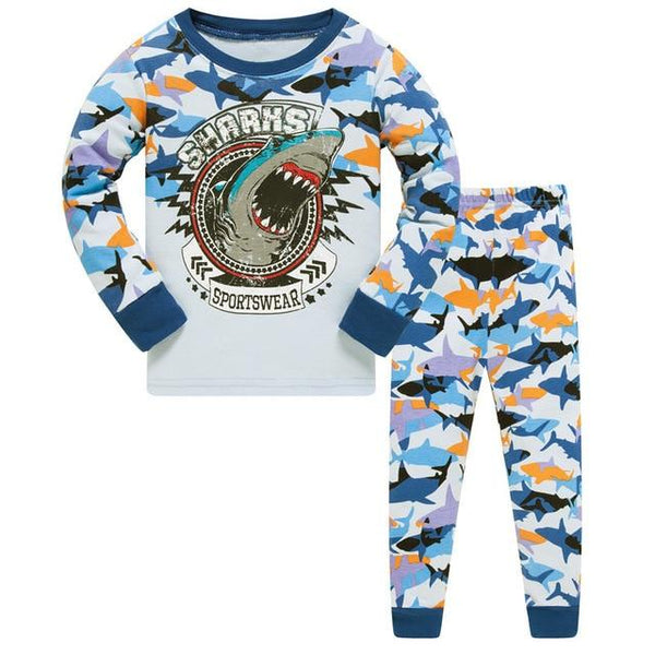 2019 New Cartoon Design Round Neck Boys Cotton Pajamas Set For Child kids long sleeve pyjamas Boys Pyjamas 3~8 Year