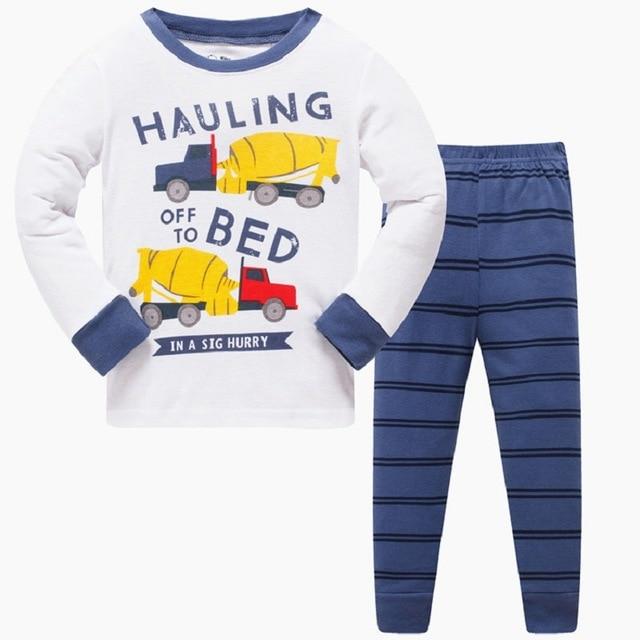 2019 New Cartoon Design Round Neck Boys Cotton Pajamas Set For Child kids long sleeve pyjamas Boys Pyjamas 3~8 Year