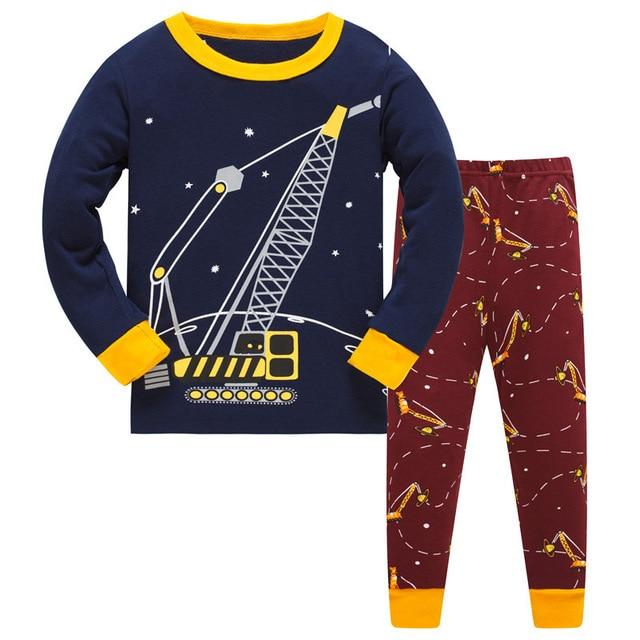 2019 New Cartoon Design Round Neck Boys Cotton Pajamas Set For Child kids long sleeve pyjamas Boys Pyjamas 3~8 Year