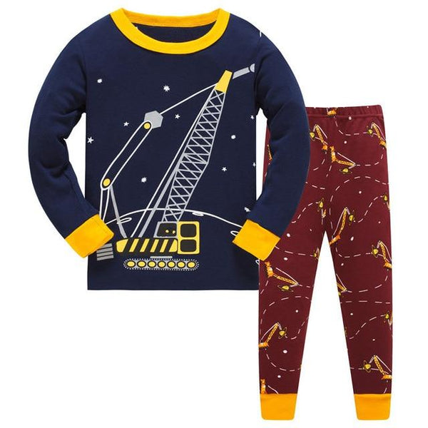 2019 New Cartoon Design Round Neck Boys Cotton Pajamas Set For Child kids long sleeve pyjamas Boys Pyjamas 3~8 Year