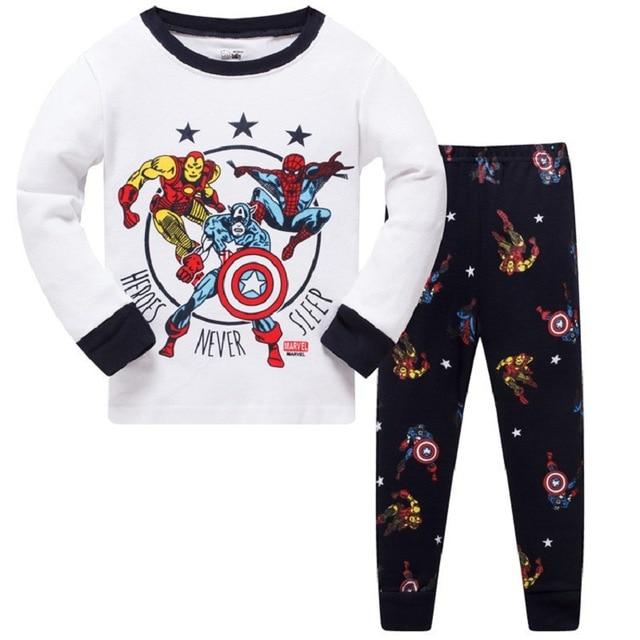 2019 New Cartoon Design Round Neck Boys Cotton Pajamas Set For Child kids long sleeve pyjamas Boys Pyjamas 3~8 Year