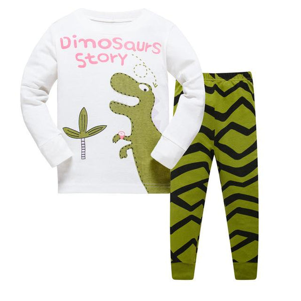 2019 New Cartoon Design Round Neck Boys Cotton Pajamas Set For Child kids long sleeve pyjamas Boys Pyjamas 3~8 Year