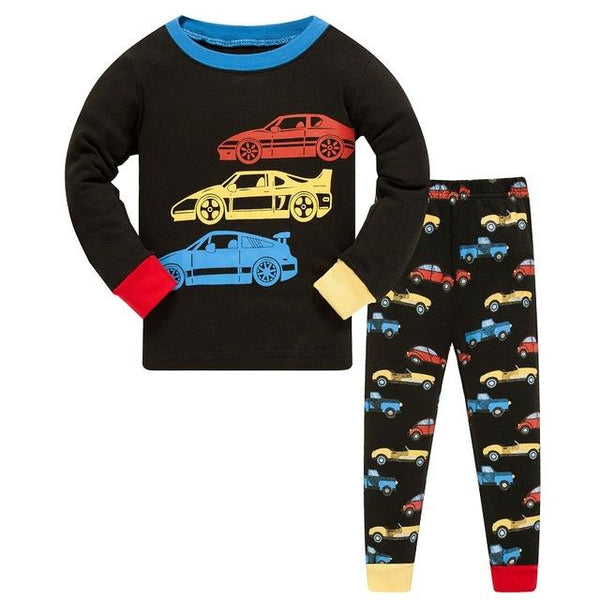 2019 New Cartoon Design Round Neck Boys Cotton Pajamas Set For Child kids long sleeve pyjamas Boys Pyjamas 3~8 Year