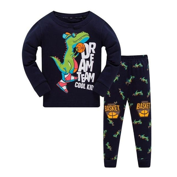 2019 New Cartoon Design Round Neck Boys Cotton Pajamas Set For Child kids long sleeve pyjamas Boys Pyjamas 3~8 Year