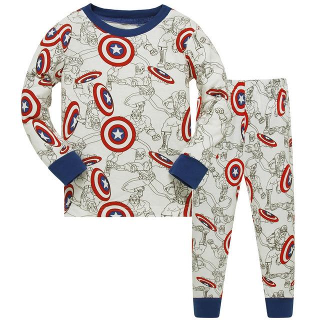 2019 New Cartoon Design Round Neck Boys Cotton Pajamas Set For Child kids long sleeve pyjamas Boys Pyjamas 3~8 Year