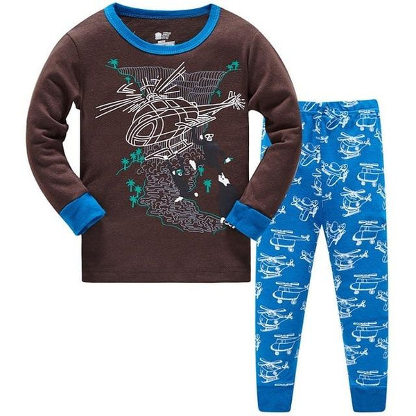 2019 New Cartoon Design Round Neck Boys Cotton Pajamas Set For Child kids long sleeve pyjamas Boys Pyjamas 3~8 Year