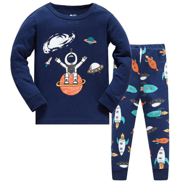 2019 New Cartoon Design Round Neck Boys Cotton Pajamas Set For Child kids long sleeve pyjamas Boys Pyjamas 3~8 Year