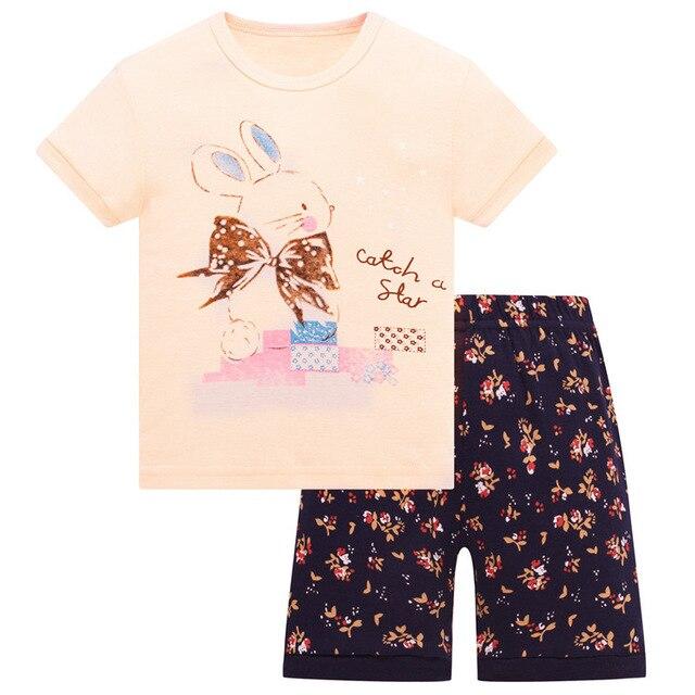 Baby kids Pajamas Set summer children Short Sleeve cotton sleepwear Girl Cartoon pyjamas girls cute home clothing girl nightwear