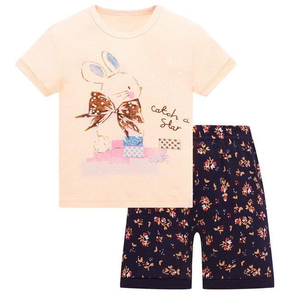 Baby kids Pajamas Set summer children Short Sleeve cotton sleepwear Girl Cartoon pyjamas girls cute home clothing girl nightwear