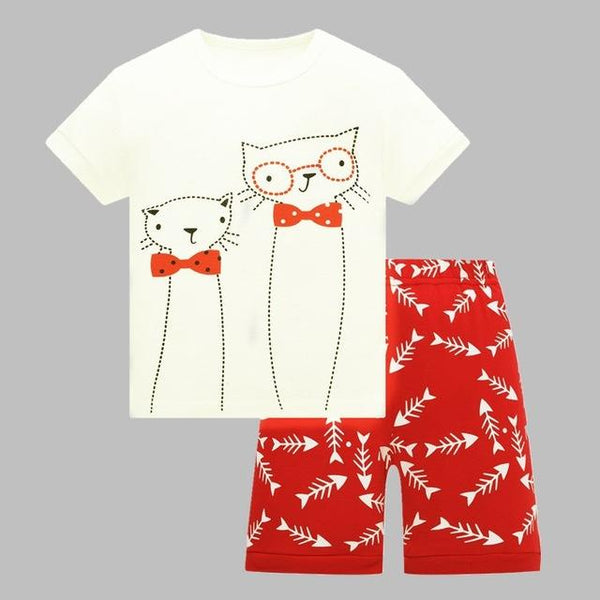 Baby kids Pajamas Set summer children Short Sleeve cotton sleepwear Girl Cartoon pyjamas girls cute home clothing girl nightwear