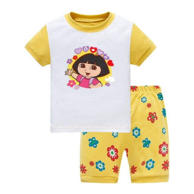 Baby kids Pajamas Set summer children Short Sleeve cotton sleepwear Girl Cartoon pyjamas girls cute home clothing girl nightwear
