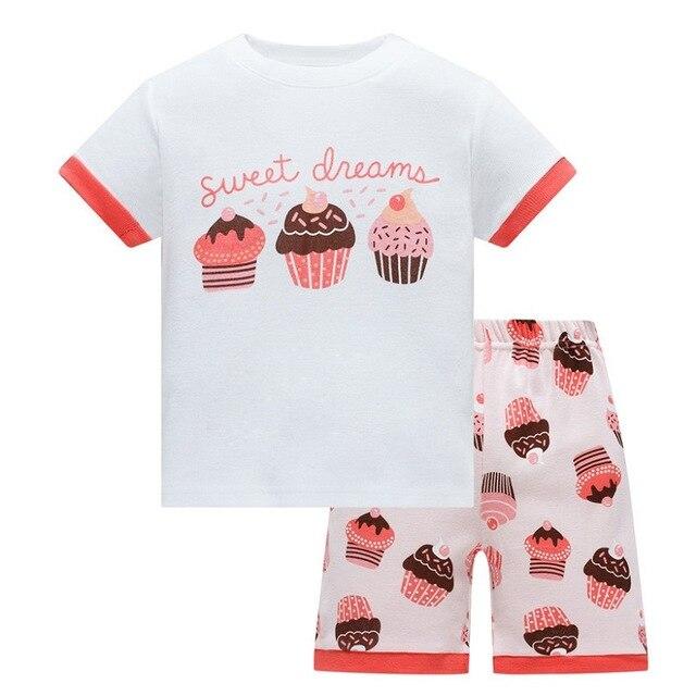 Baby kids Pajamas Set summer children Short Sleeve cotton sleepwear Girl Cartoon pyjamas girls cute home clothing girl nightwear