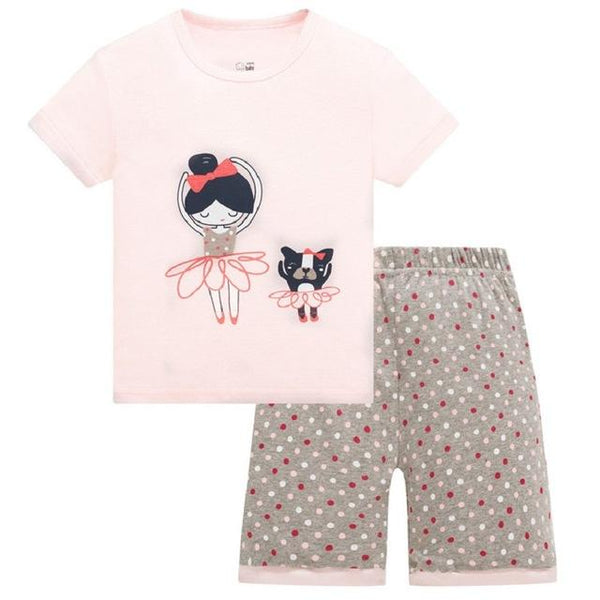 Baby kids Pajamas Set summer children Short Sleeve cotton sleepwear Girl Cartoon pyjamas girls cute home clothing girl nightwear