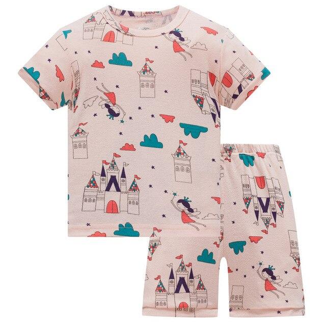 Baby kids Pajamas Set summer children Short Sleeve cotton sleepwear Girl Cartoon pyjamas girls cute home clothing girl nightwear