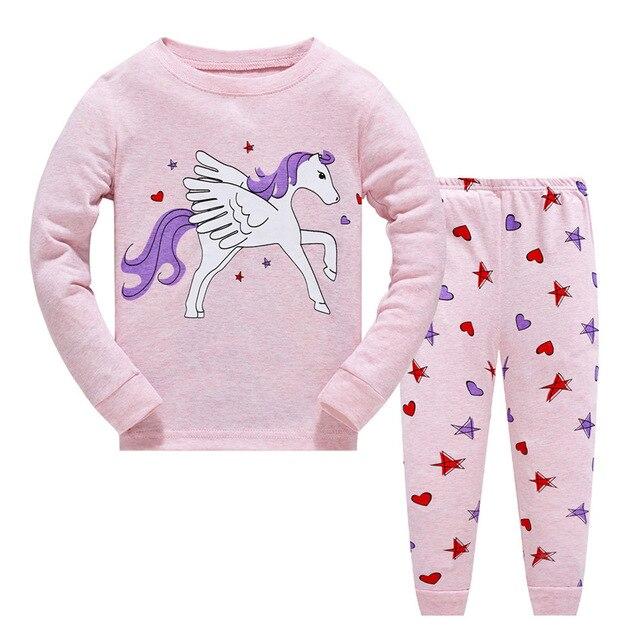 2019 Children Cartoon Pajamas Clothing Sets Girls Casual long-sleeved Blouse+pant two-piece Suit Set Boys Kids Sleepwear Sets