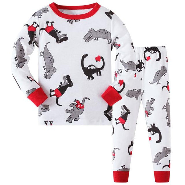 2019 New Cartoon Design Round Neck Boys Cotton Pajamas Set For Child kids long sleeve pyjamas Boys Pyjamas 3~8 Year