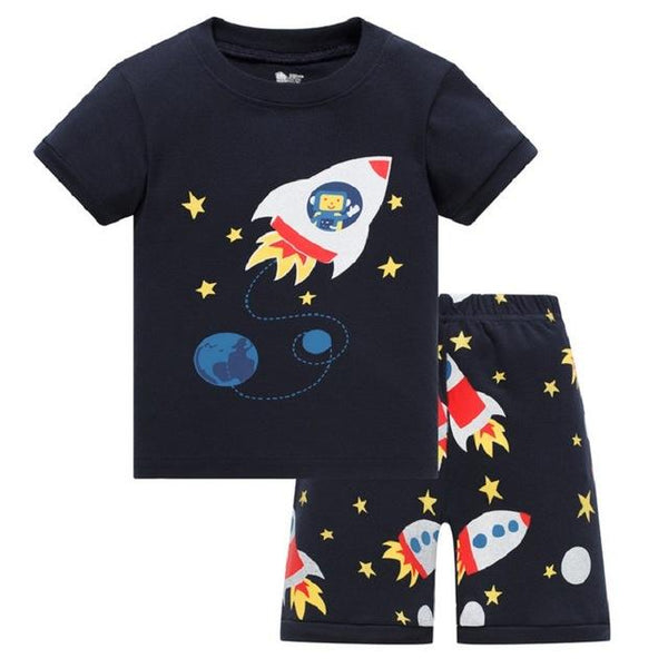 Retail! Brand Summer Kids Boys Whale Print Pajamas Short Sleeve Set Cartoon Pijamas Sleepwear Toddler Pyjamas Clothing