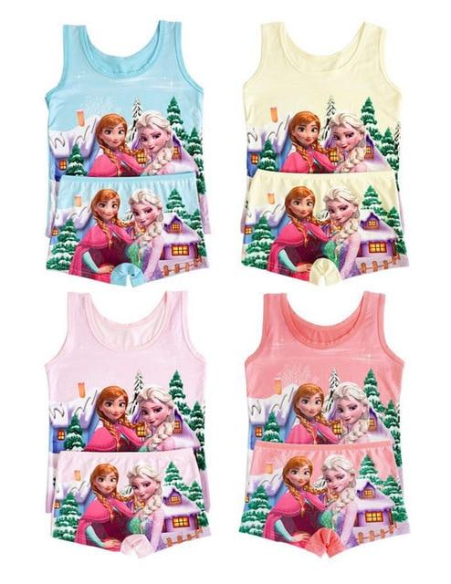 Summer 2019 Kids Girls Pajamas Sets Anna Elsa Pyjamas Baby Girl Boys Vest Pant Set Casual Sleepwear Children Spiderman Homewear
