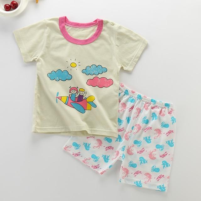 pyjamas kids cotton toddler cartoon summer children pajamas sets for baby girls boys short sleeve sleepwear pyjama enfant garcon
