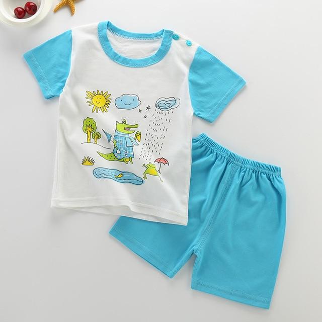 pyjamas kids cotton toddler cartoon summer children pajamas sets for baby girls boys short sleeve sleepwear pyjama enfant garcon