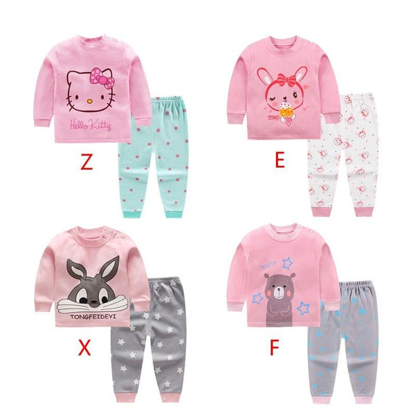 1 set lovely pajamas set for girls children's sleepwear set with long pants Kids clothing set in summer