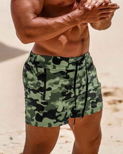 Men Swimming Costume Sports Training Quick Dry Shorts Workout Fitness GYM Casual Shorts Trousers Camouflage Swimwear