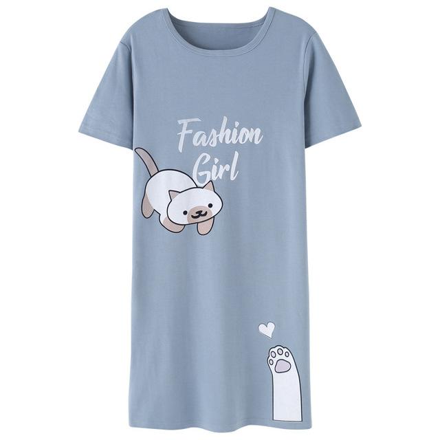 100% Cotton Women Sleepshirts Nightgowns Cartoon Night Dress Fashion Girls Nighty Sleepwear Ladies Nightwear Summer Homewear