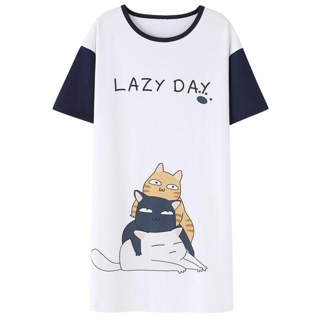 100% Cotton Women Sleepshirts Nightgowns Cartoon Night Dress Fashion Girls Nighty Sleepwear Ladies Nightwear Summer Homewear