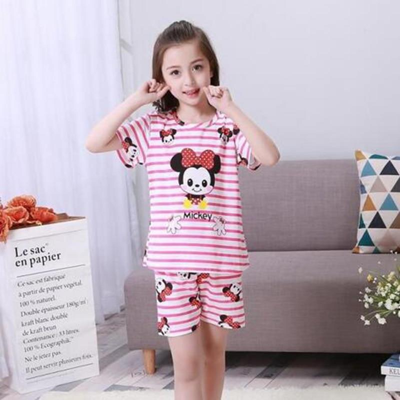 New Listing 2018 Children Clothing Summer Children boys girls kids Clothing Sets Cartoon suit Sleepwear Short Sleeve Cartoon Kid