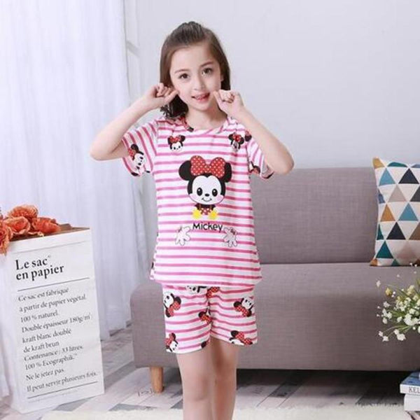 New Listing 2018 Children Clothing Summer Children boys girls kids Clothing Sets Cartoon suit Sleepwear Short Sleeve Cartoon Kid