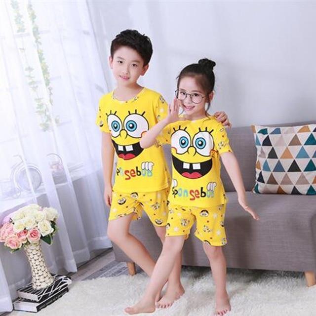 New Listing 2018 Children Clothing Summer Children boys girls kids Clothing Sets Cartoon suit Sleepwear Short Sleeve Cartoon Kid