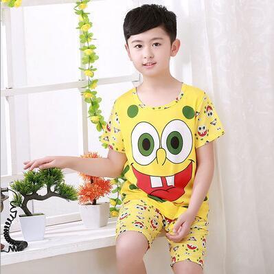 New Listing 2018 Children Clothing Summer Children boys girls kids Clothing Sets Cartoon suit Sleepwear Short Sleeve Cartoon Kid