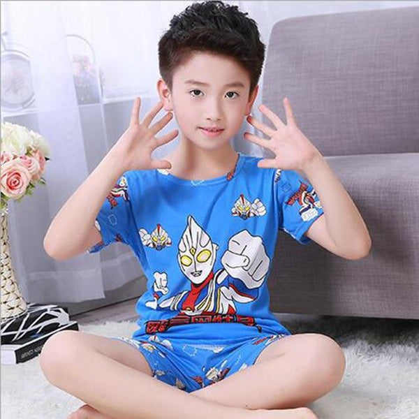 New Listing 2018 Children Clothing Summer Children boys girls kids Clothing Sets Cartoon suit Sleepwear Short Sleeve Cartoon Kid