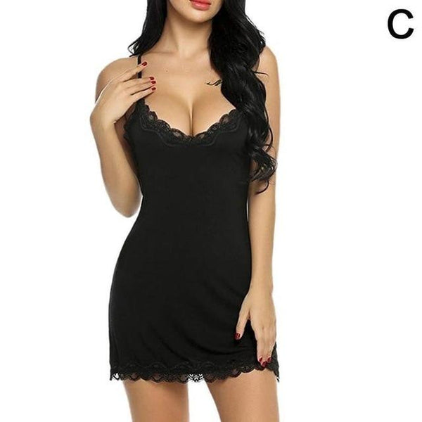 Womens Lace Floral Nightdress Dtrap Deep V Neck Lingerie Hot Ladies Sleepwear Dress Robe Nightie Gown Sexy Sleepshirts