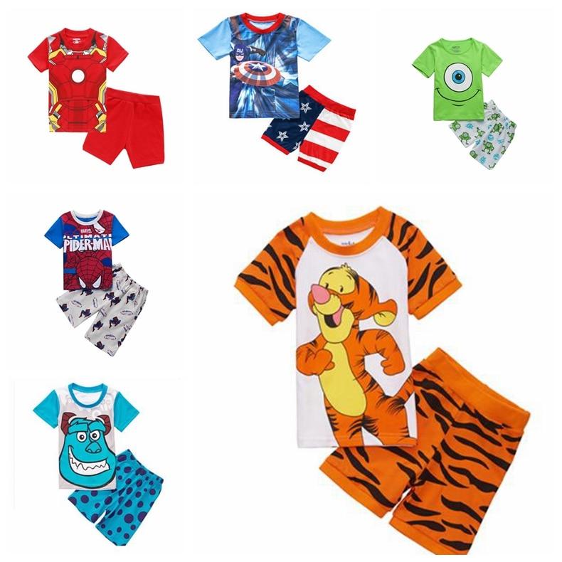 2019 Summer Children Cartoon Pyjamas Clothing Sets Boys Girls Short Sleeve Tops+Pants Suit Baby Kids Pajamas Set for 2-7T
