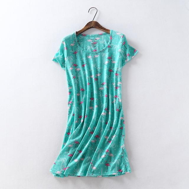 Summer sweet cartoon nightdress women short sleeve 100% cotton nightgowns women sleepdress sexy nighty nightwear Hot Sale