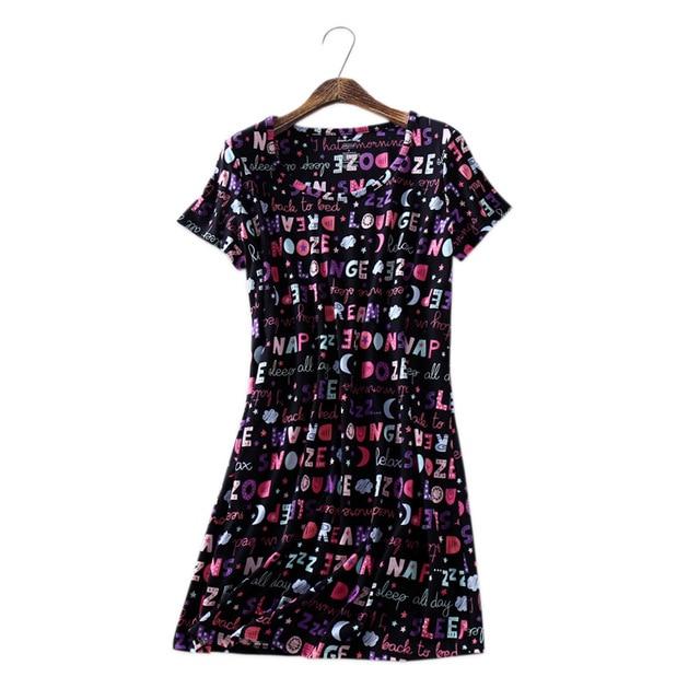 Summer sweet cartoon nightdress women short sleeve 100% cotton nightgowns women sleepdress sexy nighty nightwear Hot Sale