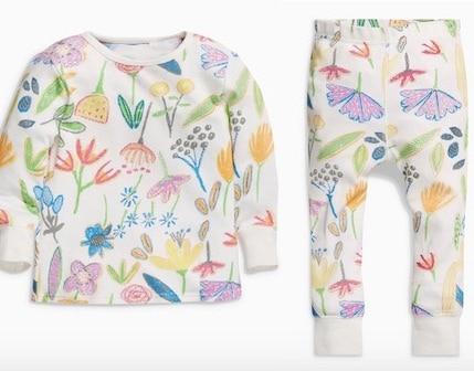 2019 new design 100% cotton high quality boys green dinosaur pajamas pyjama kids girl flower pajamas baby clothing set