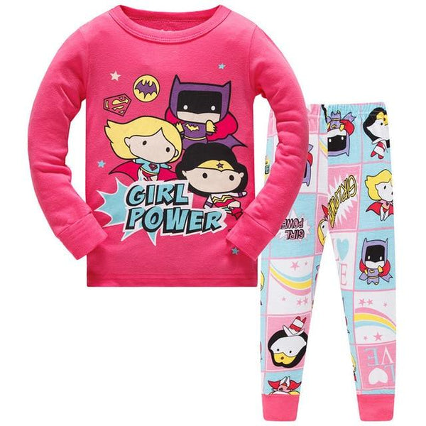 Kids Cartoon Cotton Pajamas Boys Casual Pajamas Sets Girls Long Blouses+Trousers 2-Piece Home Sleepwear Sets For Spring Autumn