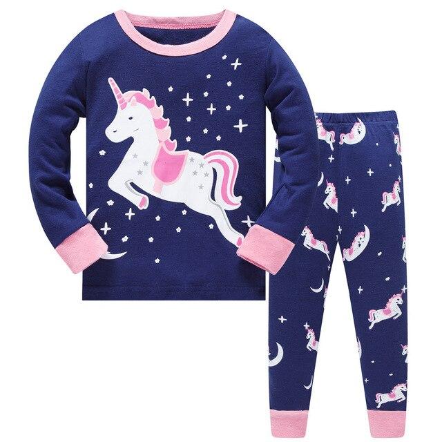 Kids Cartoon Cotton Pajamas Boys Casual Pajamas Sets Girls Long Blouses+Trousers 2-Piece Home Sleepwear Sets For Spring Autumn