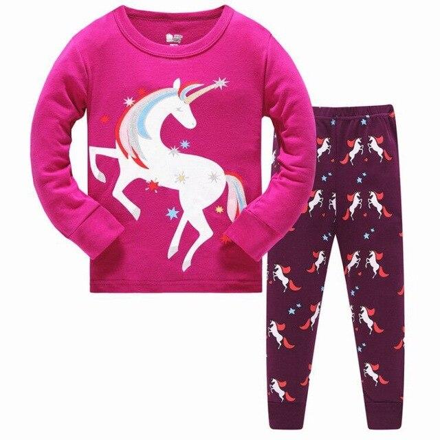 Kids Cartoon Cotton Pajamas Boys Casual Pajamas Sets Girls Long Blouses+Trousers 2-Piece Home Sleepwear Sets For Spring Autumn