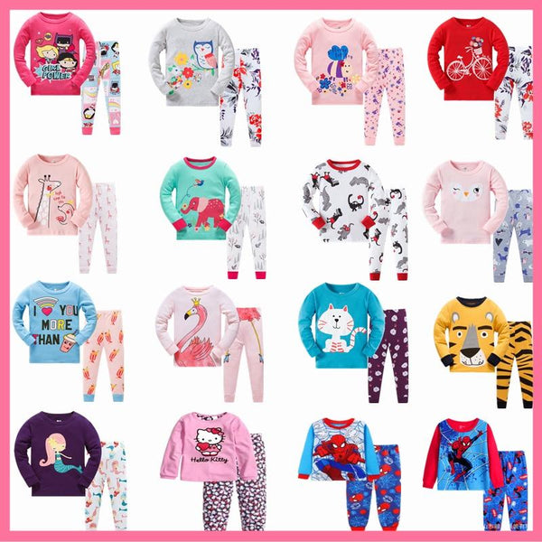 2019 Children Cartoon Pajamas Clothing Sets Girls Casual long-sleeved Blouse+pant two-piece Suit Set Boys Kids Sleepwear Sets
