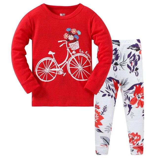 2019 Children Cartoon Pajamas Clothing Sets Girls Casual long-sleeved Blouse+pant two-piece Suit Set Boys Kids Sleepwear Sets