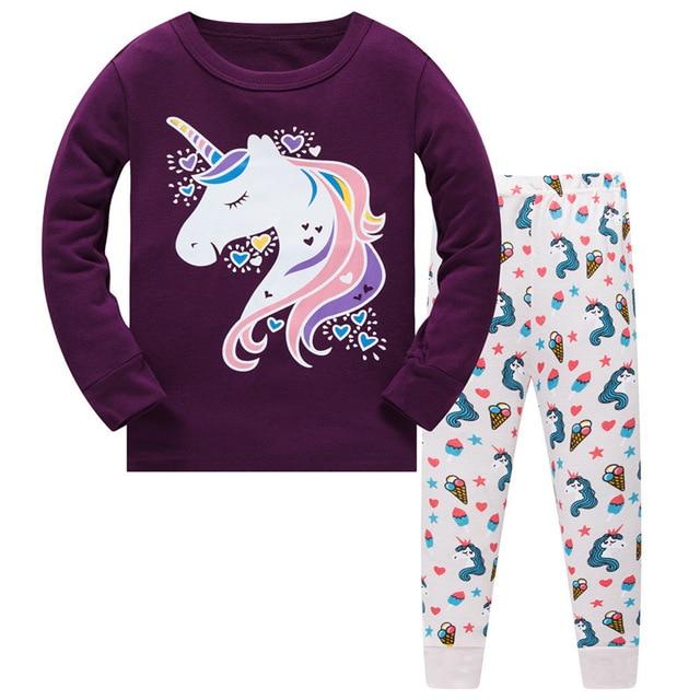 2019 Children Cartoon Pajamas Clothing Sets Girls Casual long-sleeved Blouse+pant two-piece Suit Set Boys Kids Sleepwear Sets