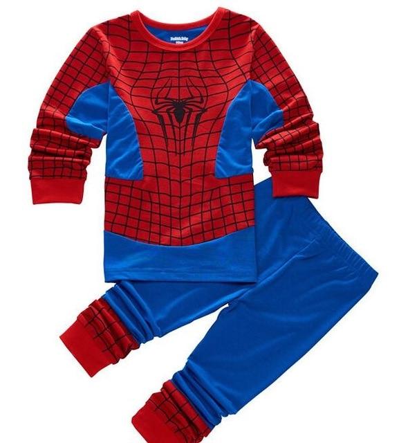 kids cotton pajamas Avenger Alliance Spider-Man Batman Superman sets sleepwear baby boys girls Cartoon pijamas nightwear clothes