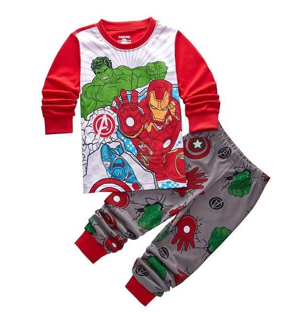 kids cotton pajamas Avenger Alliance Spider-Man Batman Superman sets sleepwear baby boys girls Cartoon pijamas nightwear clothes